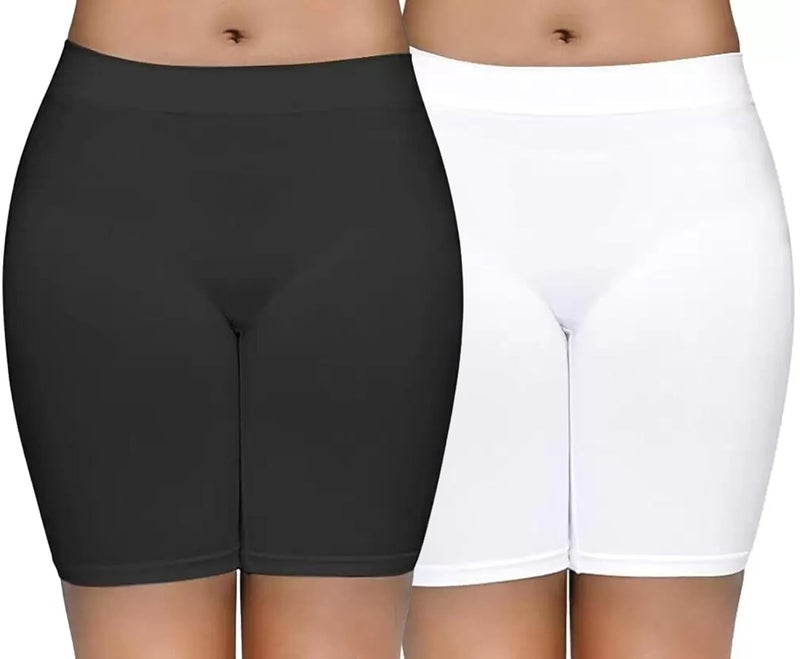 Mysha Women's High Waist Seamless Cycling Shorts - 2 Pack (Black & White) - Image 1